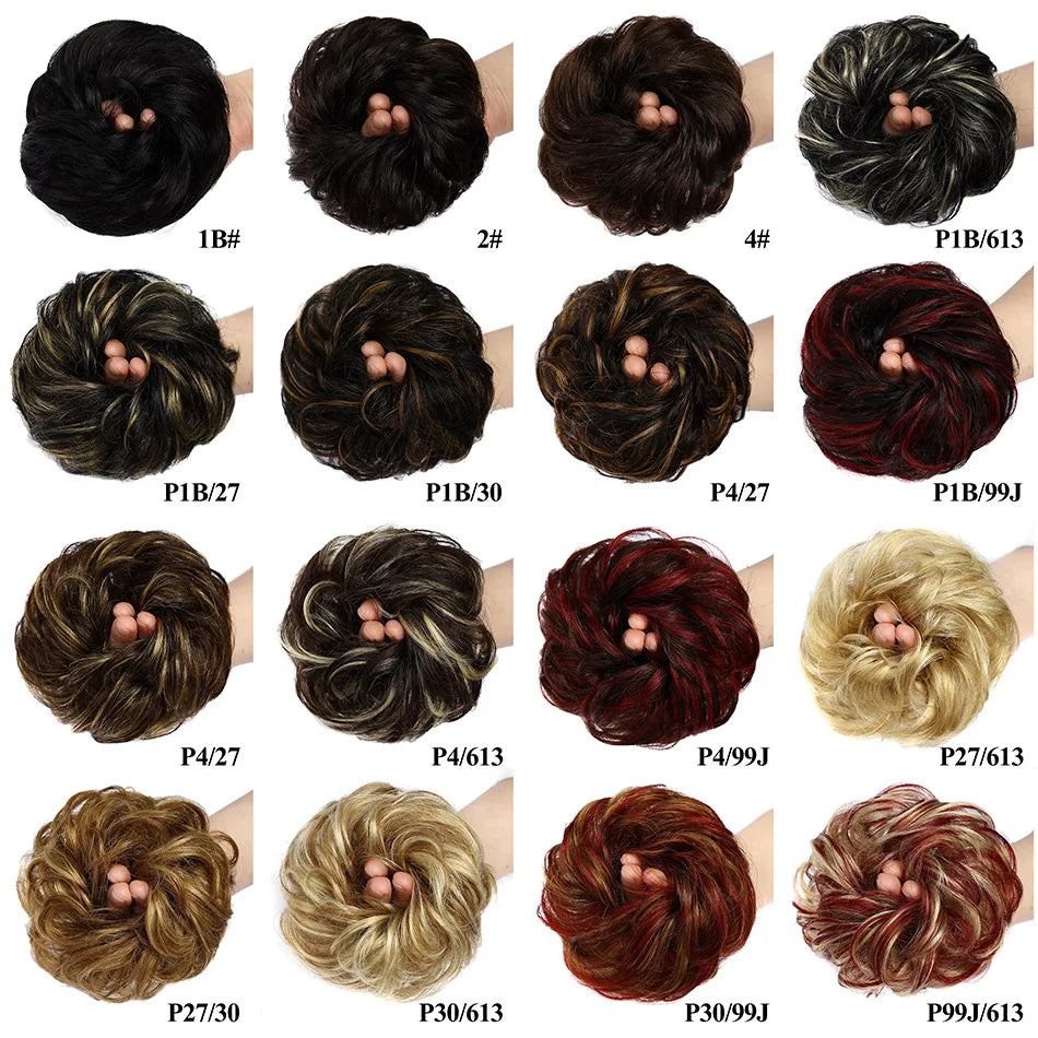Human Hair Buns Extensions Ponytail Hairpiece Brazilian Hair Pieces Bun For Women Scrunchies Updos Donut Chignon 100% Human Hair