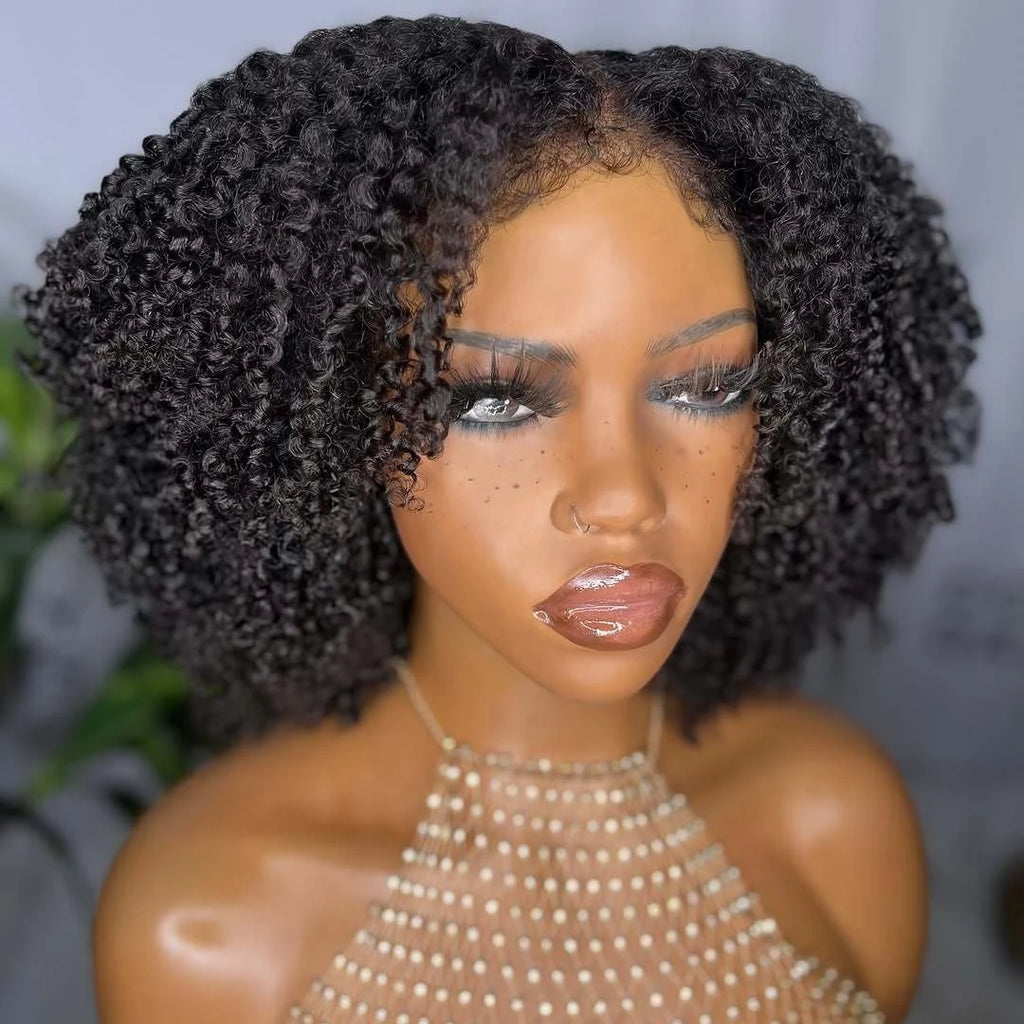 4C Hairline Edge Baby Hair Curly Bob Wig 13x4 Lace Front Human Hair Wigs For Women Remy Branzilian 4x4 Lace Closure Wigs 250%