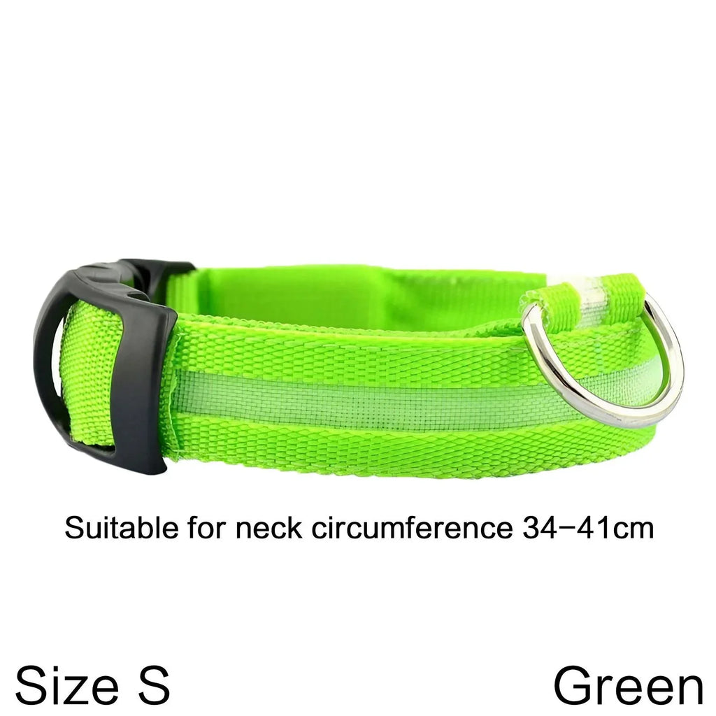 Nylon Reflective LED Dog Collar Light Up Pet Collar Dog Lights Night Walking Camping Supplies