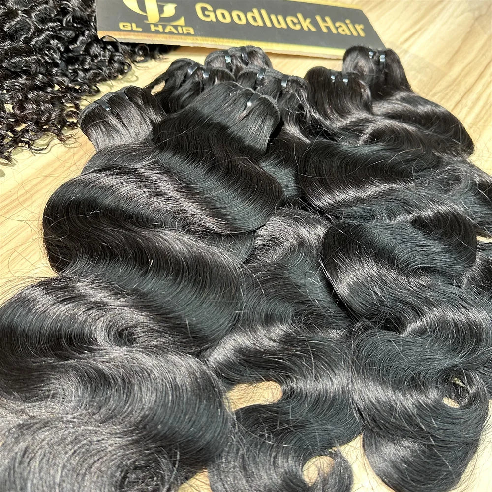 15A Super Double Drawn Body Wave Human Hair Bundles 100% Brazilian Raw Human Hair 1/3/4 Bundles for Women Millionaire Queen