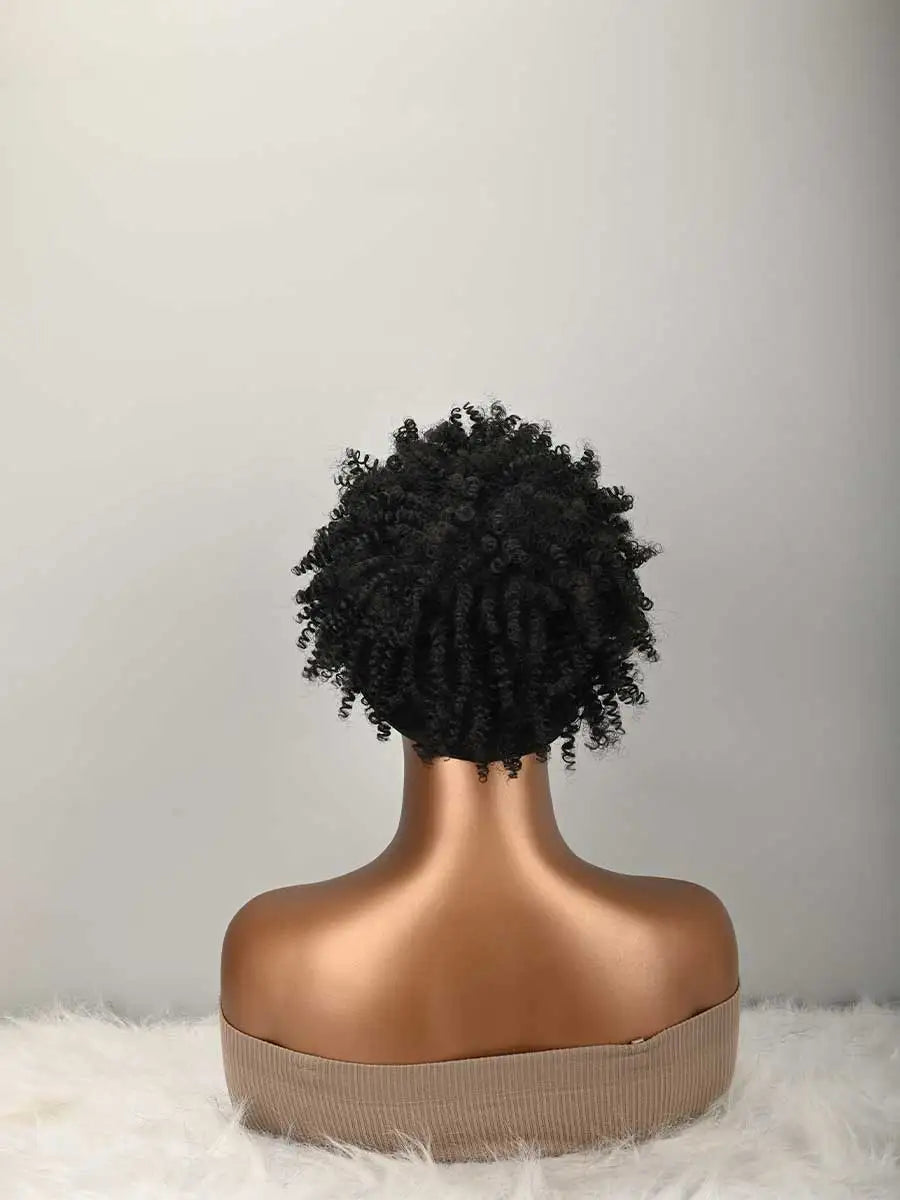 Headband Wig Curly Headband Wig With Bangs For Women Synthetic Afro Curly Hair Wig With Headband Attached Wigs