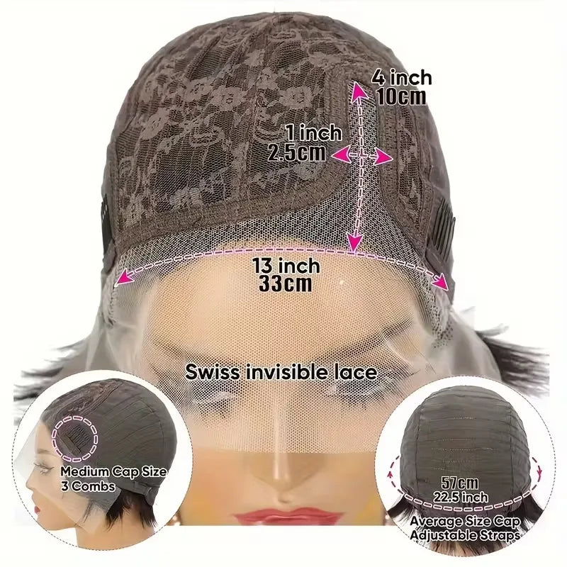 Black Curly Pixie Wigs Human Hair 100% Natural Realistic Tangle Free 13X4X1 Lace Front Glueless Wig For Women Ready To Wear