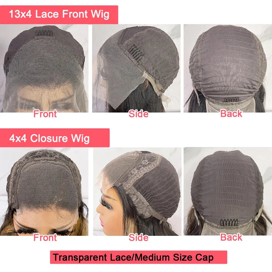 Short Straight Bob Lace Front Human Hair Wig With Bangs For Woman 4x4 Lace Closure Smooth Hair Wig High Density Yimisunny