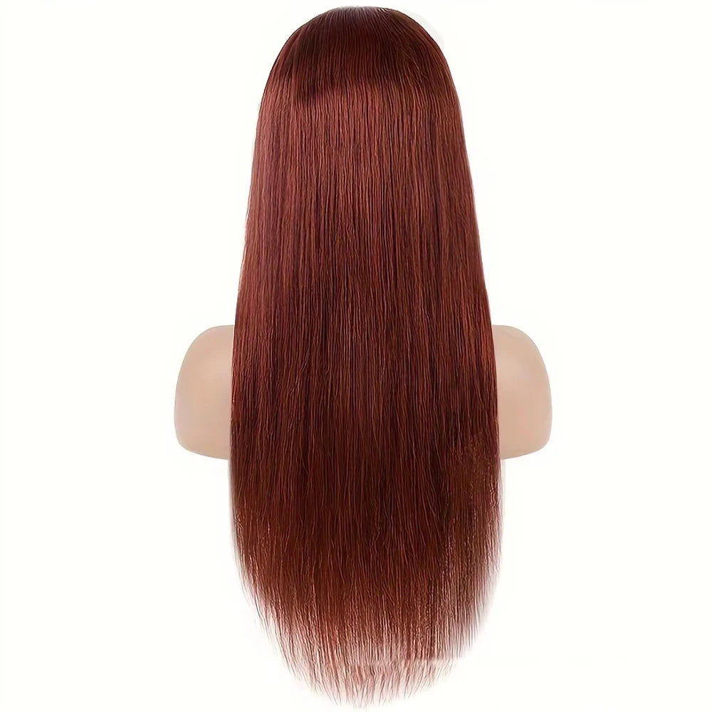 16A 100% Remy Hair Bone Straight Reddish Brown Wigs Human Hair 13x4 HD Lace Frontal Wigs Red Human Hair Wigs For Women 180%