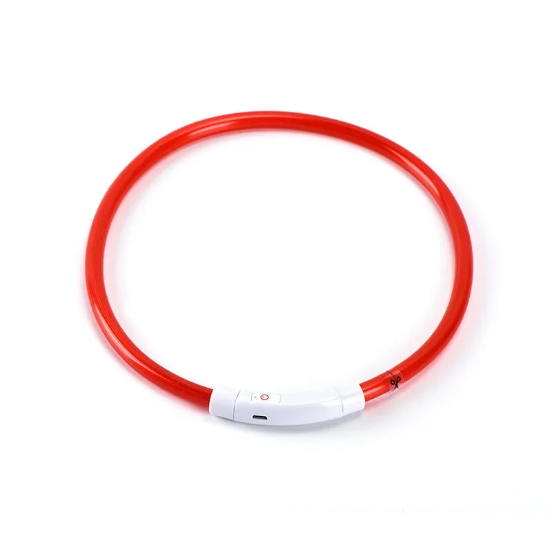 70cm Adjustable LED Dog Collar TPU USB Rechargeable Lighting Collar Glowing Luminous Night Safety Flashing Glow Collar Leads