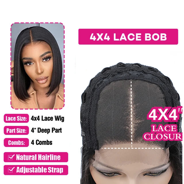 Short Bob Wig Straight 13x4 Lace Front Wig Human Hair Wigs Pre Plucked Front Wig Brazilian Lace Wigs