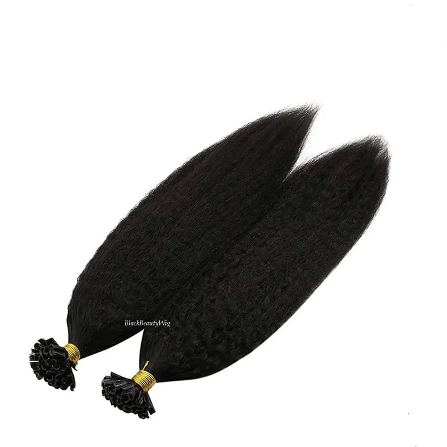 Kinky Straight Nail Tip Human Hair Extension Mongolian Remy Hair Pre Bonded Keratin Fusion U Tip Hair Coarse Italian Yaki 100Pcs