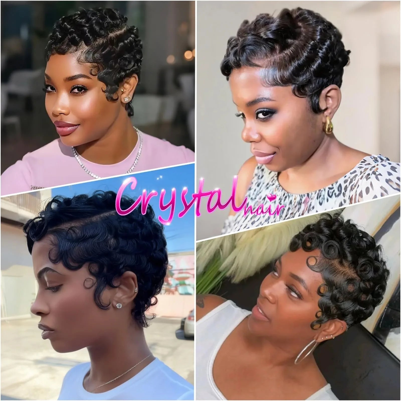 Brazilian Remy Deep Wave Pixie Cut Wig 13x4 Lace Front Pre Plucked Hairline Wavy Style 100 Human Hair For Black Women Daily Wear