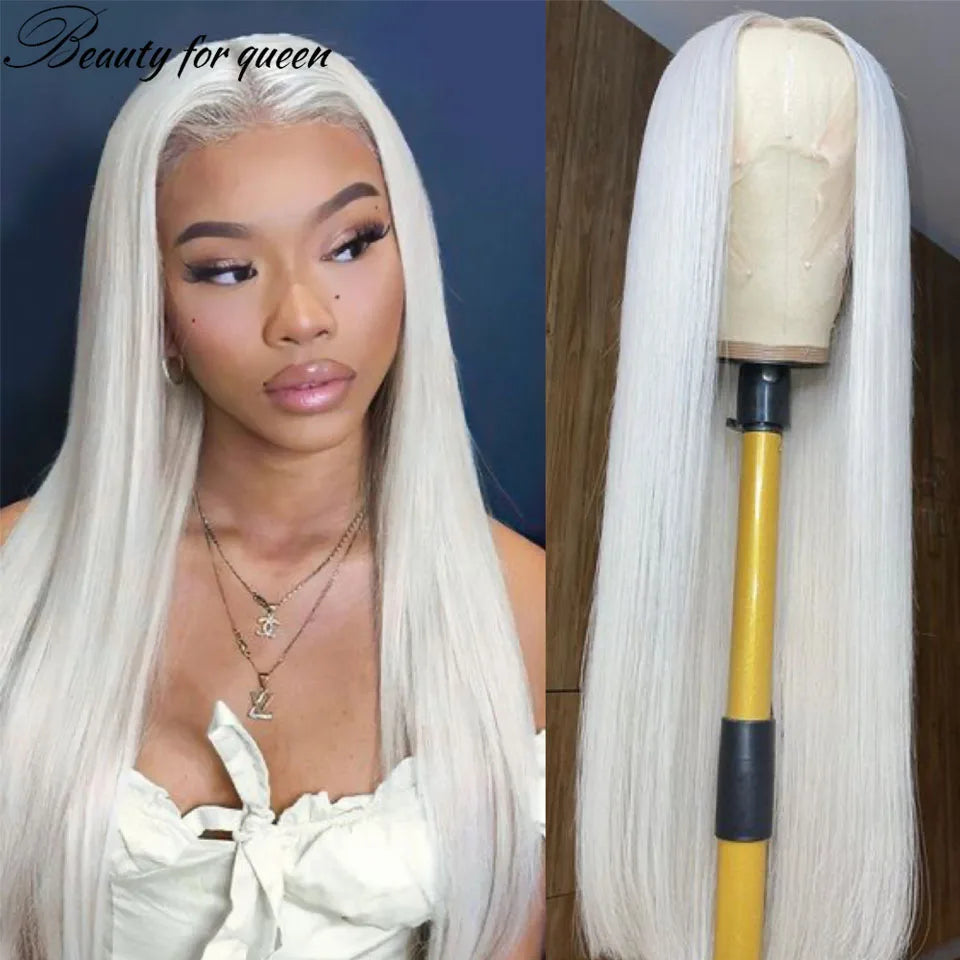 High Quality ﻿White 100% Human Hair 13x4 Lace Front Wig Bone Straight For Black Women Hot Sale Product Fashion Women Beauty