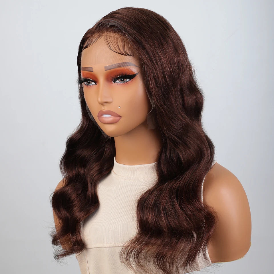 Natural Borwn Body Wave Lace Frontal Wig Remy Pre-Plucked HD Lace Part Wig Natural 13X5 Lace Human Hair Wigs On Clearance Sales