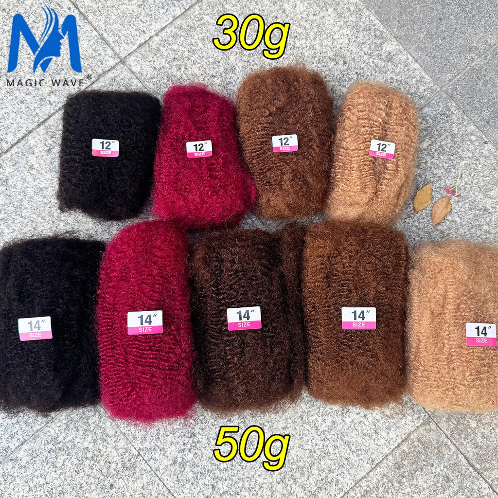 4C Afro Kinky Bulk Human Hair Extensions No Weft 10-18 Inch Brazilian Remy for Locs Micro Twist Braiding 30/50g Pack