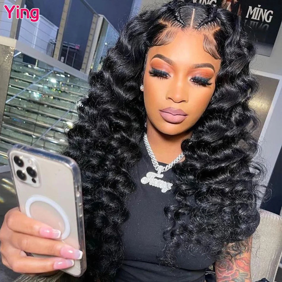 Ying Half Color Orange Red Curly 5x5 Transparent Lace Wig 13x4 Lace Front Wig Remy Human Hair 13x6 Lace Front Wig PrePlucked
