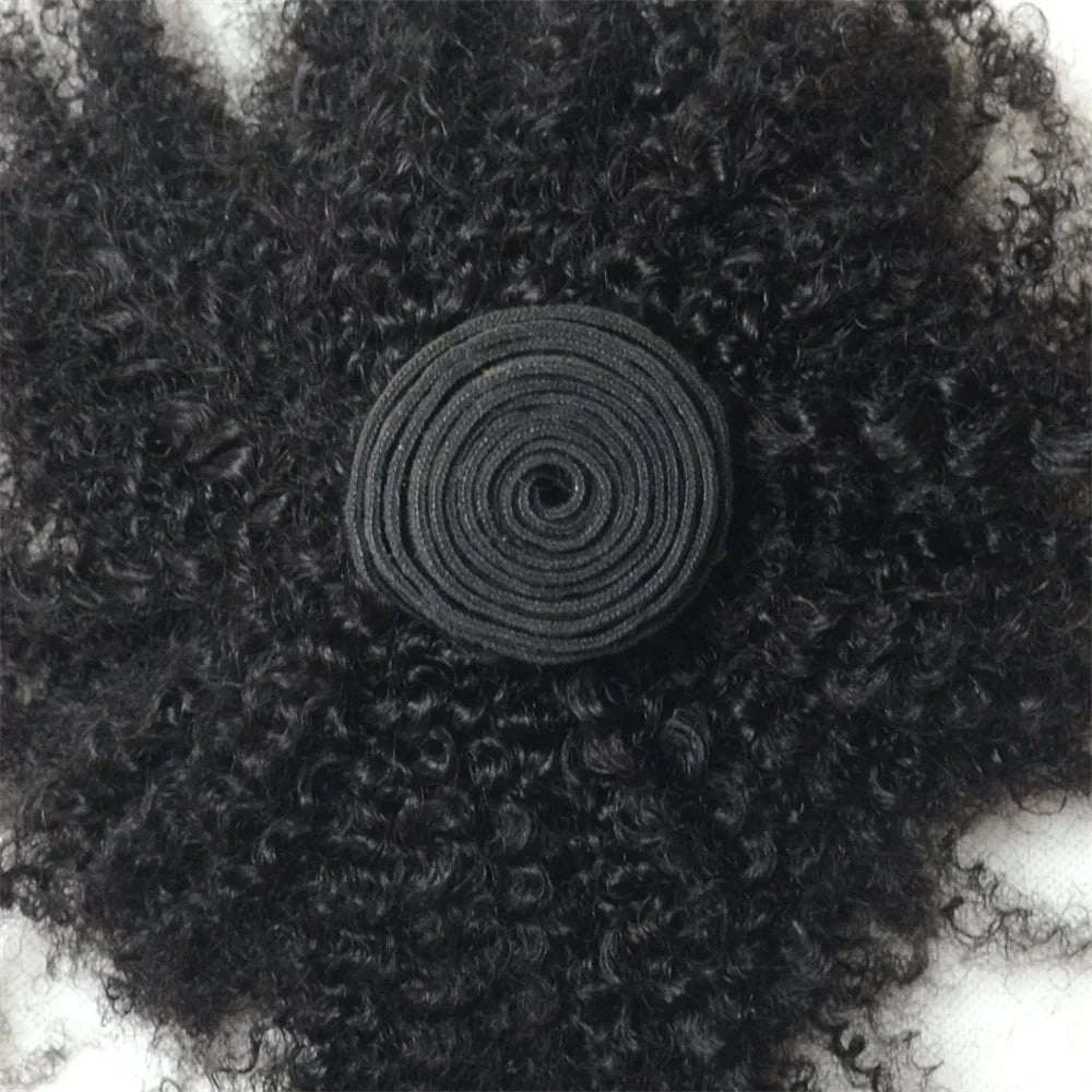 Afro Kinky Curly Human Hair Brazilian Virgin Human Hair Extensions Natural Color Weave 1/3/4 Bundles Double Weft Extensions