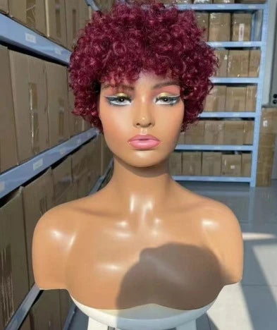 High Quality Afro Kinky Curly Human Hair Full Machine Wigs for Women 180% Density 4inches wigs Natural Color 4# 99j# 30# 27#