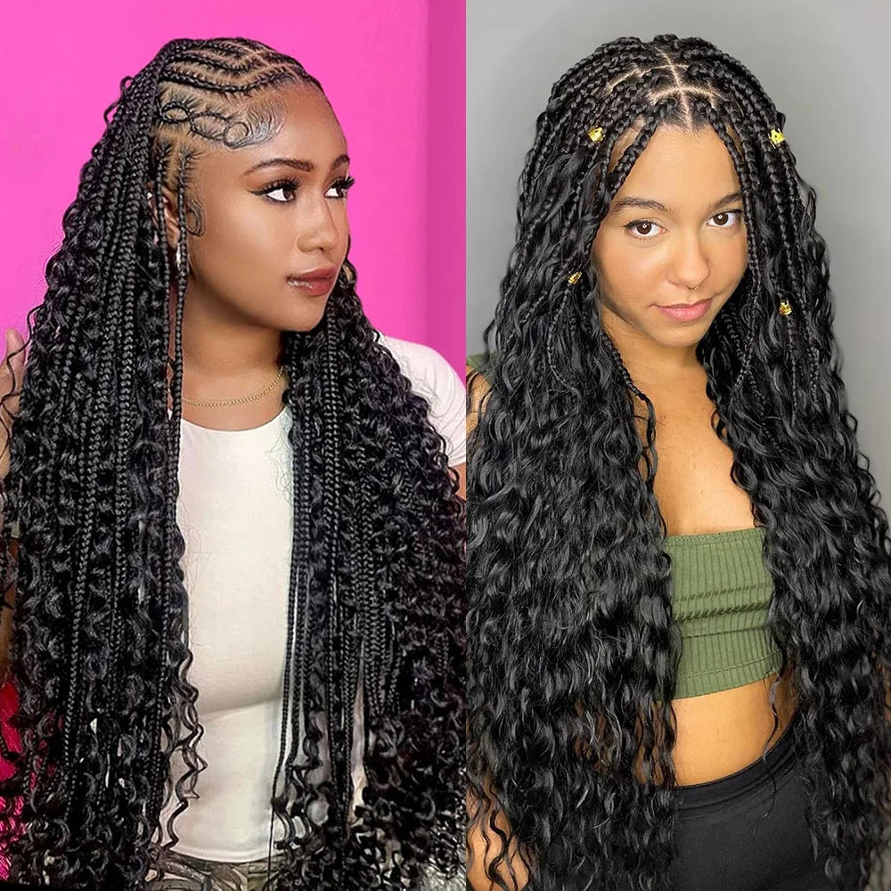 Boho Braids Human Hair Curly Hair Bundles Bulk for Braiding Deep Wave 2 Bundles 100g No Weft Human Hair Bundles Hair Extension