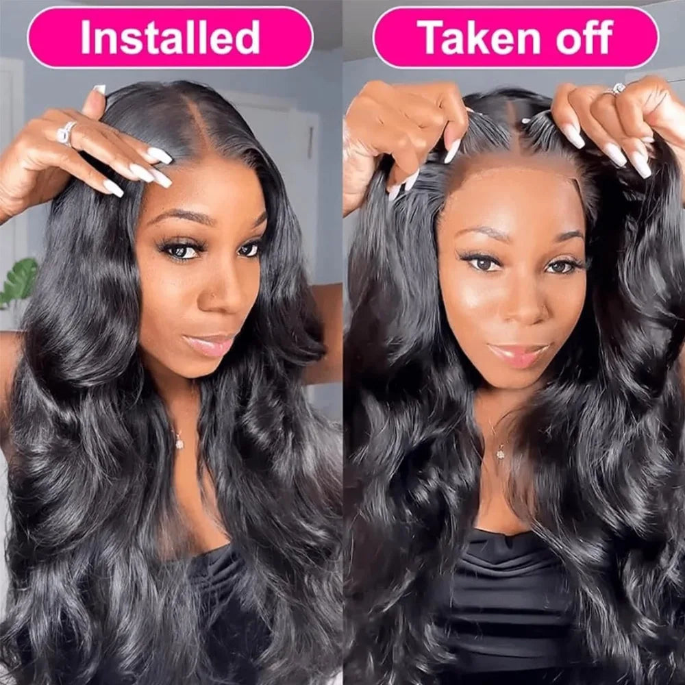 Wear & Go Glueless Wigs Body Wave Human Hair Wigs Pre Cut 5x7 HD Transparent Lace Wigs Pre Plucked Lace Frontal Human Hair Wigs