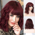 Synthetic Hair Wigs Short Curly Wavy Bob with Bangs Machine Made Daily Cosplay Party Halloween Party for Black Women Girls Use