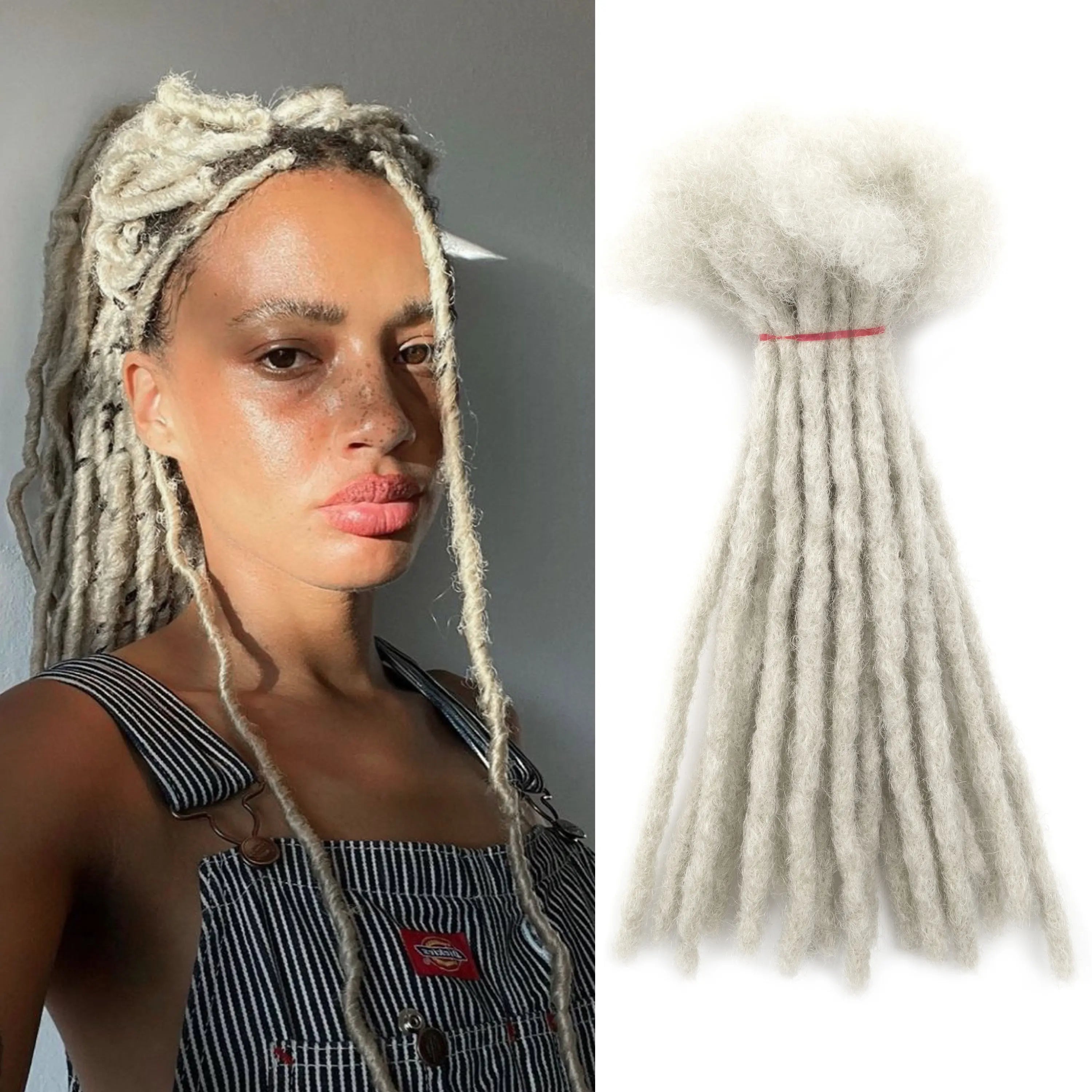 20strands/pack #Light Grey Whosale Human Hair Locs Extensions Dreadlocks Extensions Full Handmade Human Hair Extensions