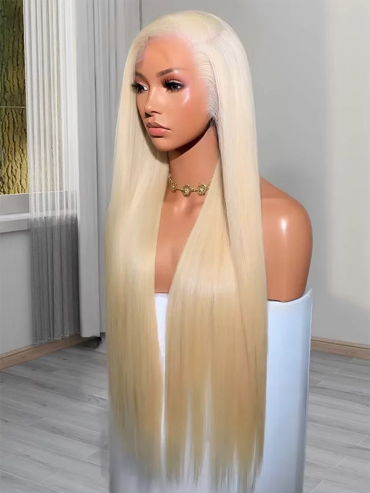 13X4 transparent Brazilian straight lace front wig 38 inches human hair blonde straight 613 Hd lace front wig 220 density