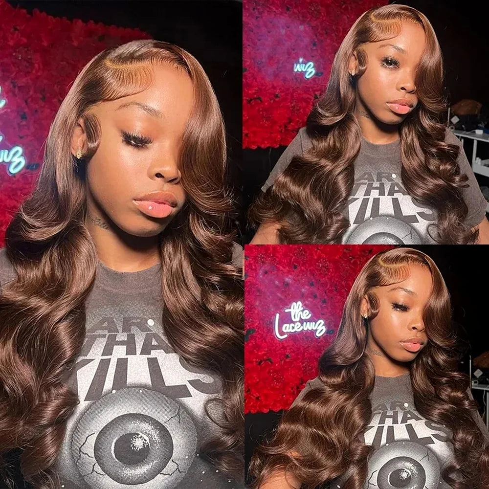 Chocolate Brown HD 13x6 Lace Frontal Wigs Body Wave 13x4 Lace Front Wig Brazilian For Women Remy Human Hair Wig Pre Plucked