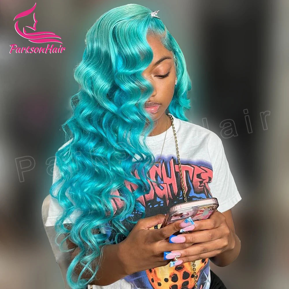 Blue Remy Hair Wear And Go Glueless Human Hair Wigs Brazilian 13x6 HD Lace Frontal Human Hair Wigs 613 Colored Ready To Wear