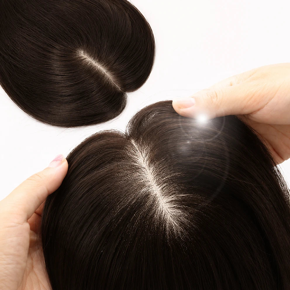 100% Human Hair Silk Base Wig Natural Color Dark Brown Glueless Lace Front Real Scalp Pre Plucked Brazilian Virgin Wig for Women