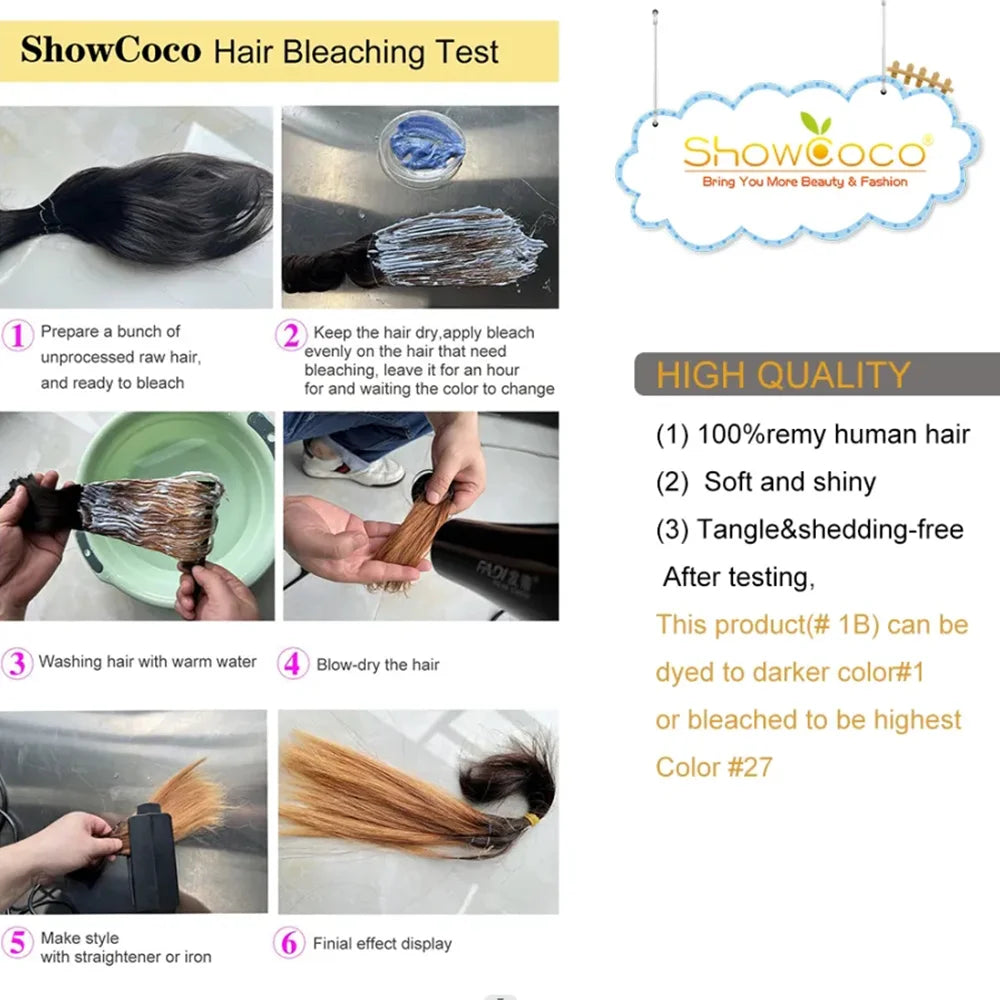 ShowCoco Light Yaki Straight Tape In Human Hair Extensions For Black Women 100% Remy Hair Nautral Color Invisible Tape