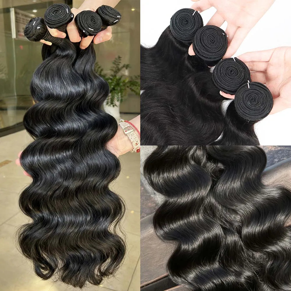 14A Body Wave Bundles Human Hair Brazilian Hair Weave Bundles Natural Black Human Hair Extensions 3 4 PCS Bundles For Women