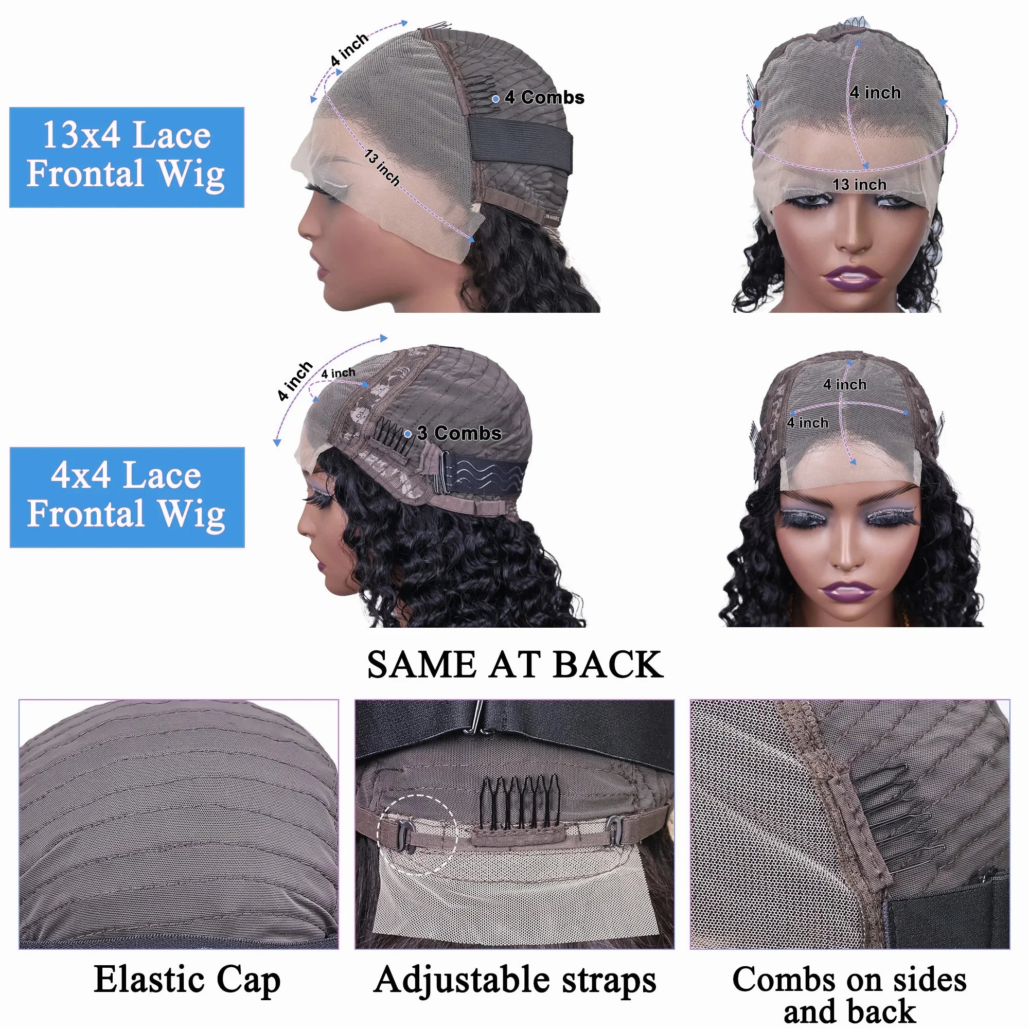 Brazilian Hair Kinky Curly 4X4 Lace Closure Short Bob Wig 100% Human Hair Wig for Women 13x4 Lace Bob Virgin Hair Jerry Curl Wig