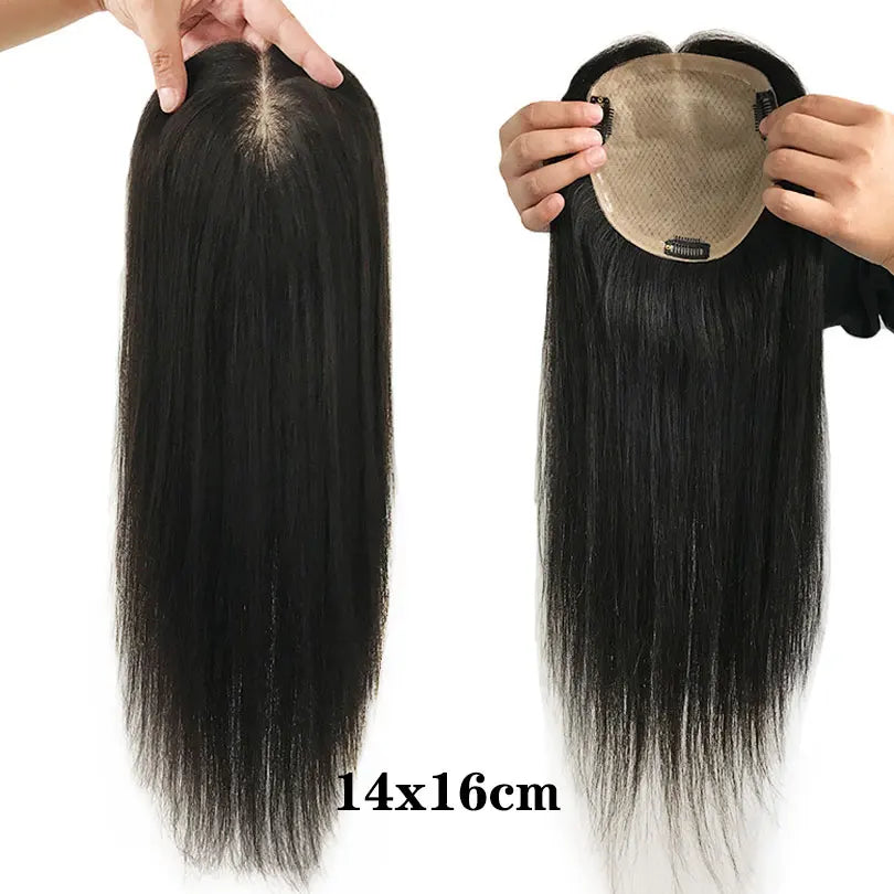 Breathable Silk Base Human Hair Women Toppers Full Hand Tied Virgin Hair Straight Toupee For Women Different Sizes