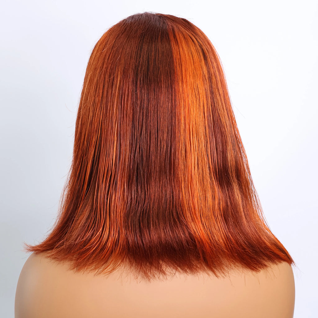 Bone Straight 4/350 Highlight 13x4 Full Lace Frontal Human Hair Wig Brazilian Short Ombre Ginger Piano Color Bob Wigs For Women