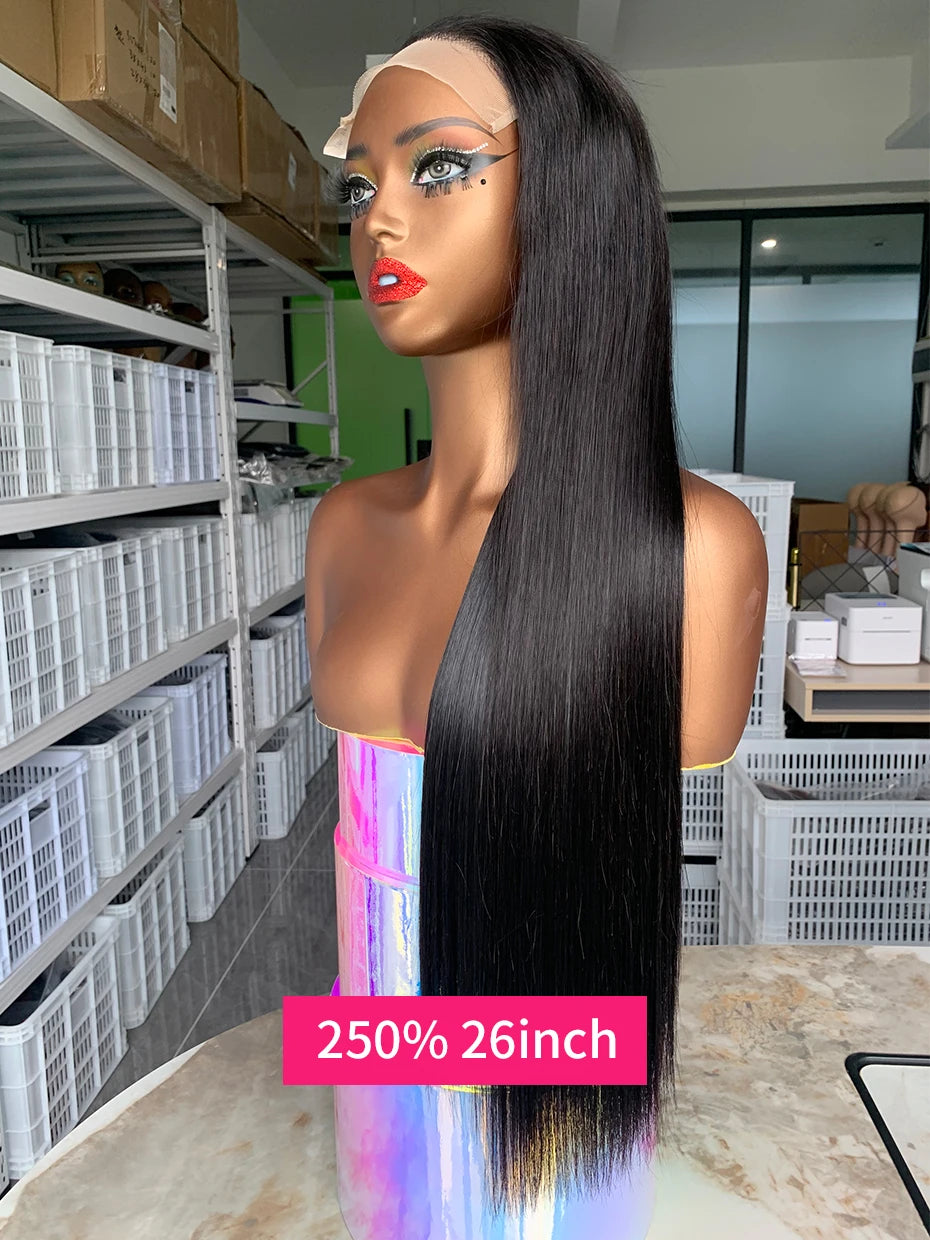 26 inch 13x4 13x6 Lace Front Wig Human Hair Vietnamese Silky Bone Straight Bob Wig Lace Closure Human Hair Frontal Wig for Woman