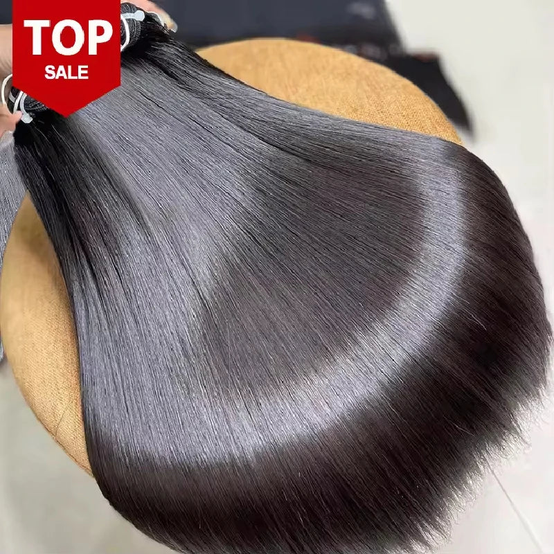 Raw Straight Human Hair Bundles 12A Grade Bone Straight Virgin Human Extensions 100% Original Vietnamese 4C Hair Double Weft