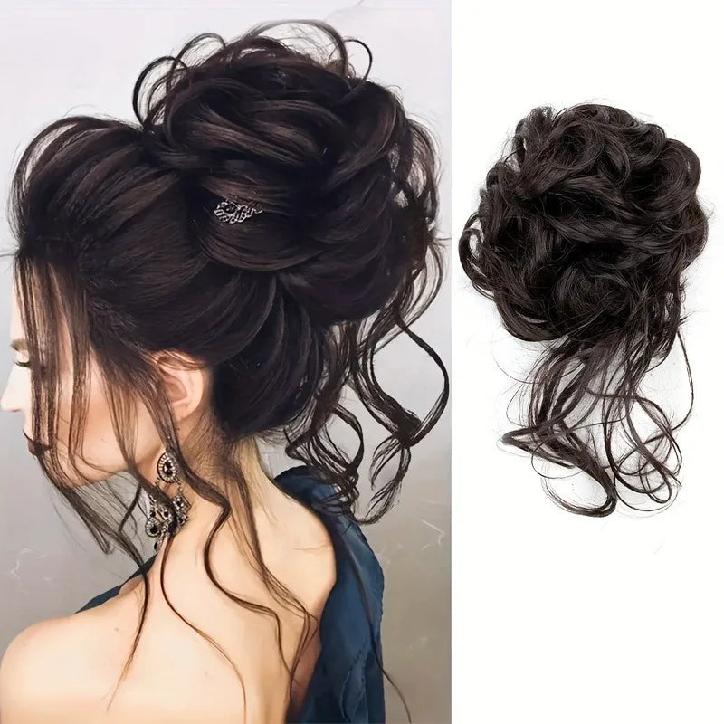 Synthetic Curly Hair Bun Women's Wig for Quick Chignon Daily Party & Wedding Hair Easy Styling Hair Accessory
