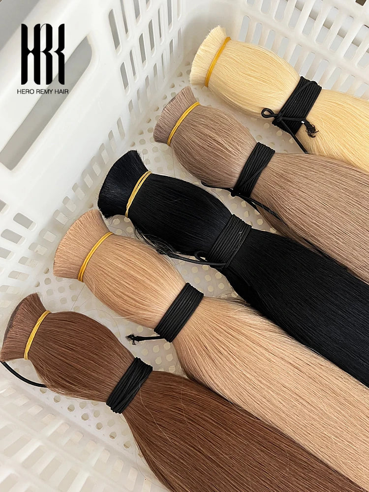 100% Real Remy Human Hair Extensions No Weft Honey Blond Hair Bulk Indian Virgin Crochet Hair Straight Weaving Hair for Braiding