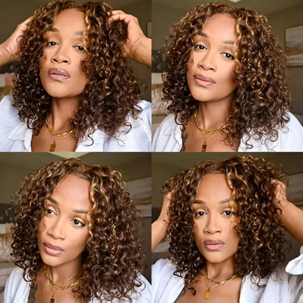 13x4 Lace Frontal Short Curly Bob Wig Human Hair Lace Wig 220% Density Brazilian Virgin Human Hair Deep Wave Short Bob Wigs