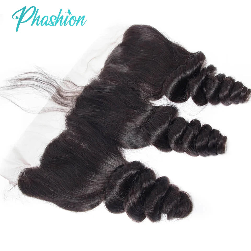 Phashion Loose Wave 13x4 Lace Frontal Only Transparent Swiss 4×4 Closure Pre Plucked Brazilian Remy Human Hair For Black Women