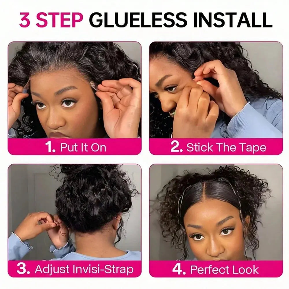 40 Inch Jerry Curly HD Lace Frontal Wig 250% Density Glueless Pre Plucked Natural Color Curly Human Hair Wig