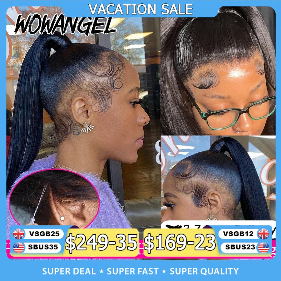 360 HD Lace Front Invisi Drawstring Wig Cap Straight Hidden Strap Glueless Human Hair Wigs Full Lace Wigs Remy Brazilian Hair