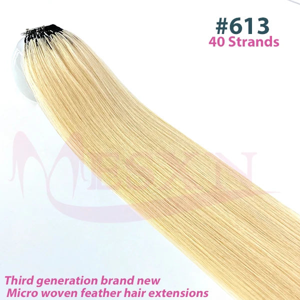 MESXN Third  Feather New hair extensions Straight Natural Real Human Hair Microring Hair Extensions  Brown Blonde  for salon