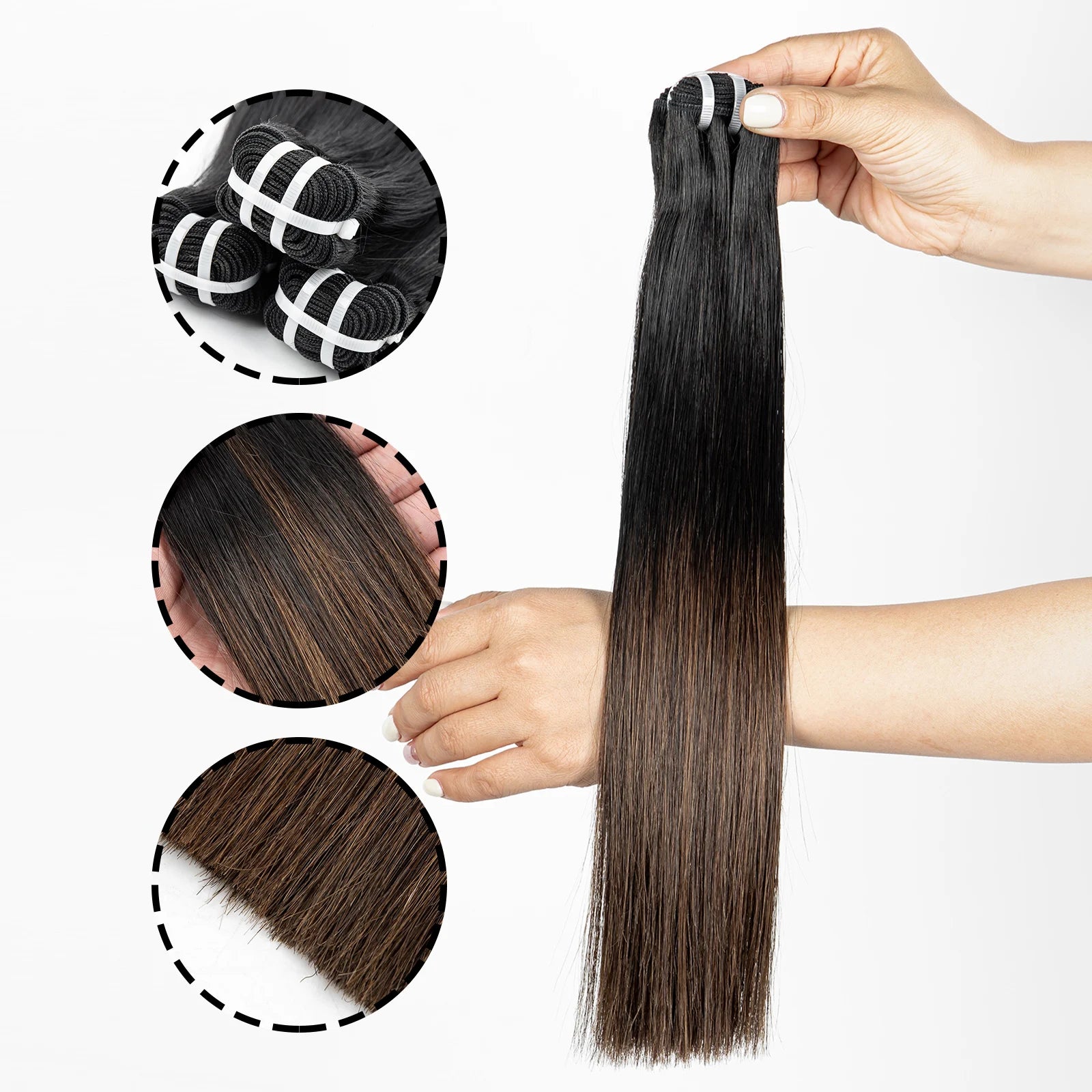 16A Raw Human Hair Bundles Bone Straight Double Drawn Unprocessed Virgin Vietnamese Hair Bundle Extensions Ombre Natural Color