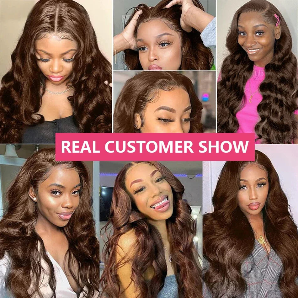 Chocolate Brown HD 13x6 Lace Frontal Wigs Body Wave 13x4 Lace Front Wig Brazilian For Women Remy Human Hair Wig Pre Plucked