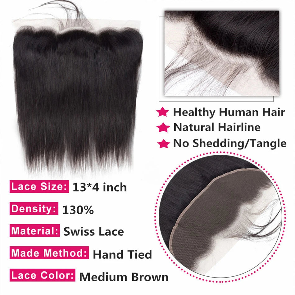 Kinky Curly 13x4 Lace Frontal Only Brazilian Bone Straight 4x4 Lace Closures Pre plucked Natural Water Wave Remy Hair 8-22 Inch