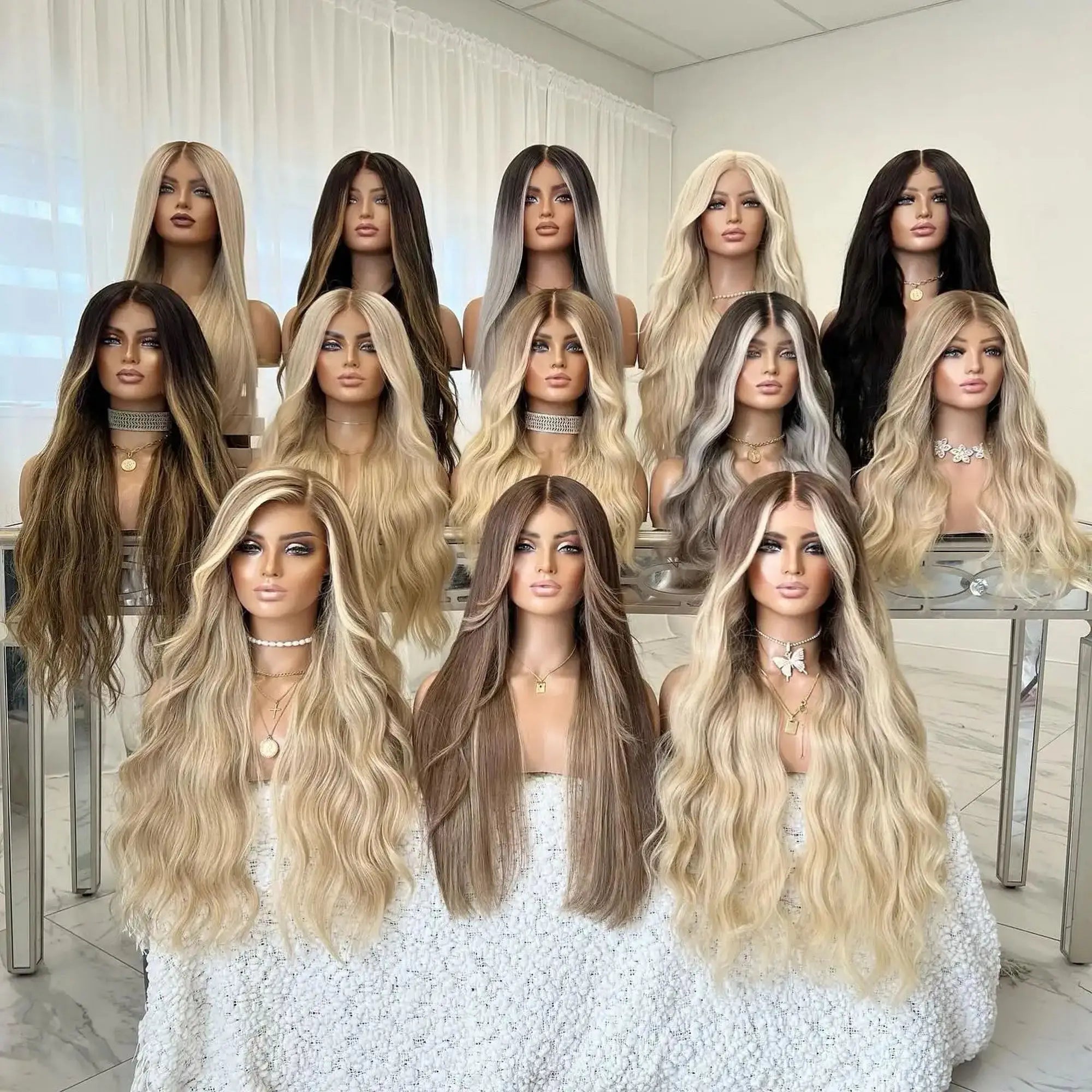 Glueless Wig Premium Fibre Synthetic Hair Lace Front Wig Platinum Ash Blonde Highlights colored Lace Front Wig Natural Hairline