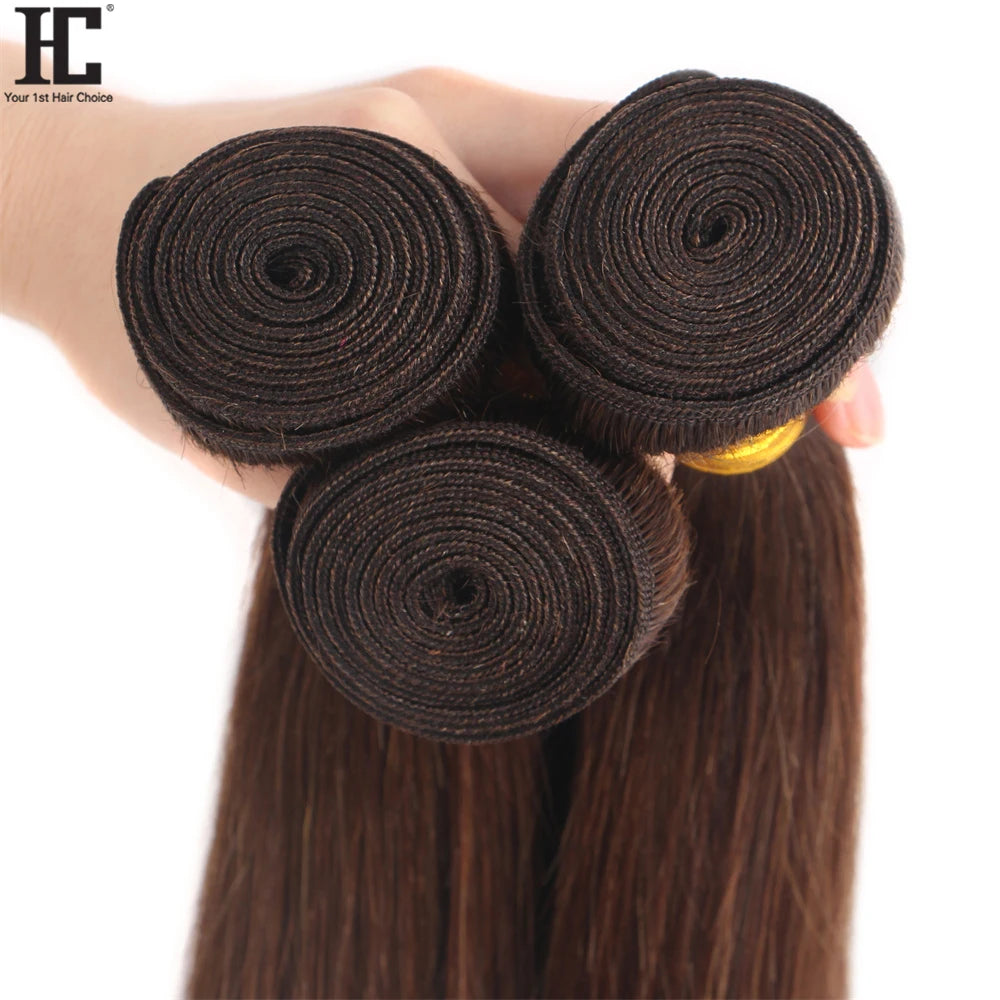 #4 Light Brown Straight Human Hair Bundles 8-30 Inch Cheap Human Hair Extensions For Black Women 1 / 3  Bundles Wholesale