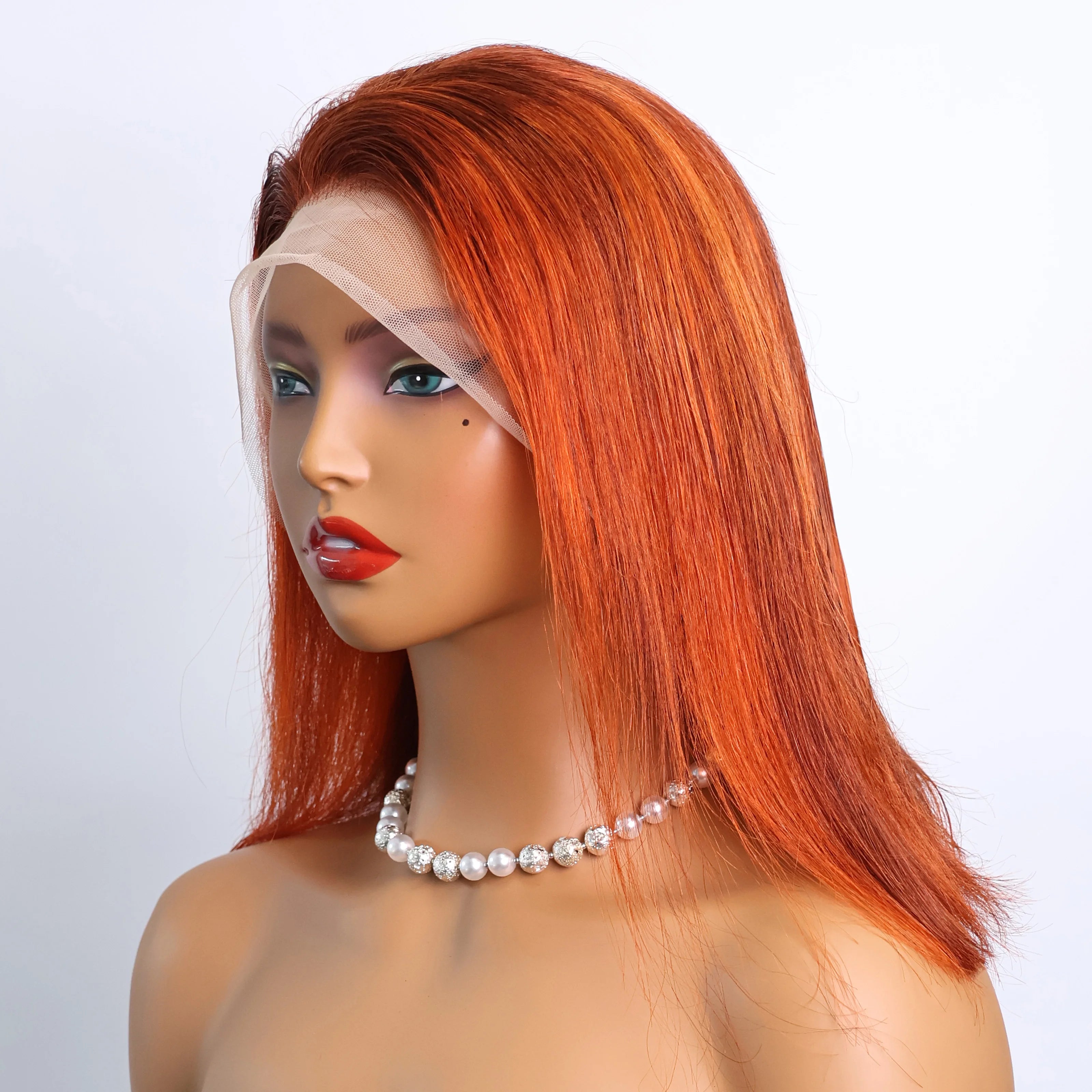 Bone Straight 4/350 Highlight 13x4 Full Lace Frontal Human Hair Wig Brazilian Short Ombre Ginger Piano Color Bob Wigs For Women
