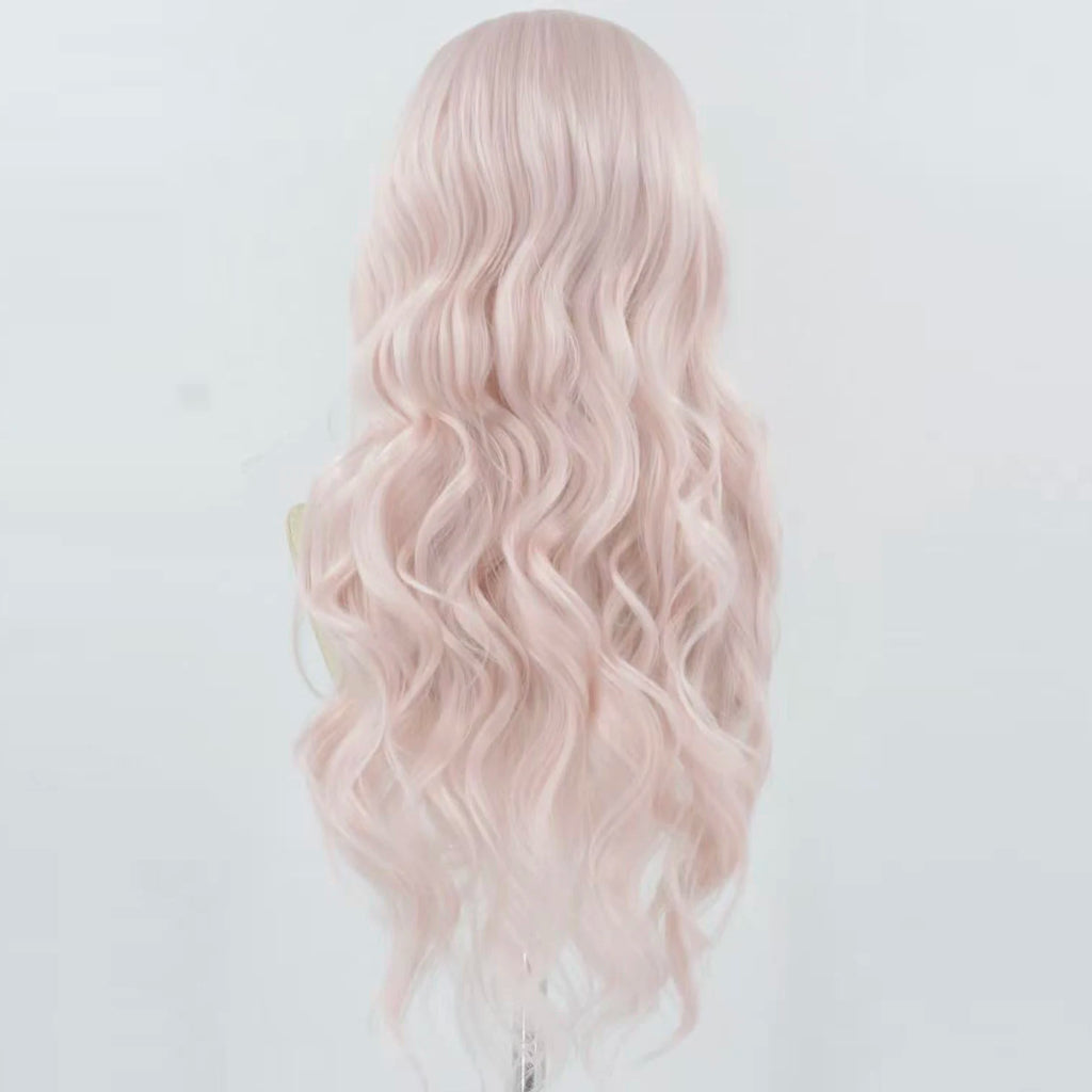 Light Pink Lace Front Wig for Women Long Silky Straight & Body Wave Synthetic Hair Heat Resistant Natural Hairline Daily Cosplay