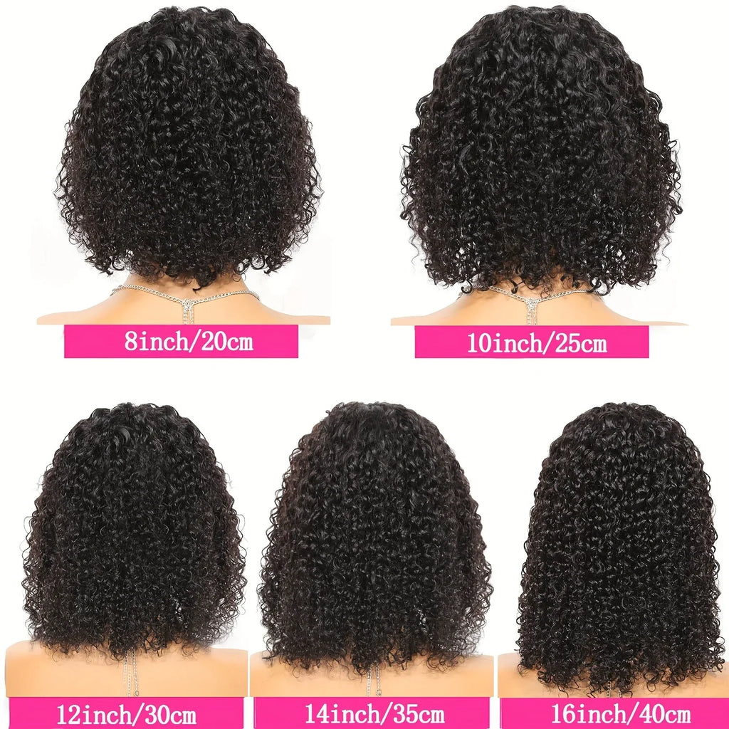 Peruvian Hair Kinky Curly 13X4 Lace Front Short Bob Wig 100% Human Hair Wig For Women 4x4 Lace Closure bob Virgin hair Curl Wig