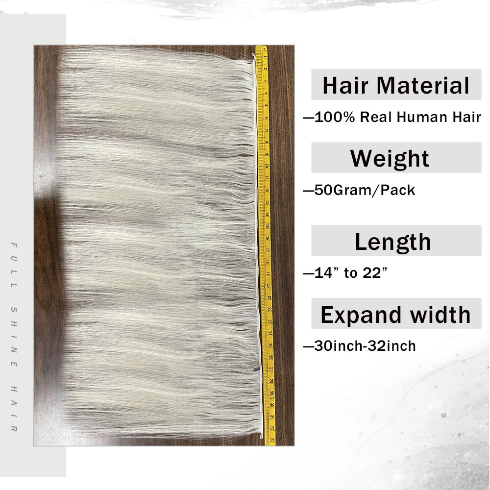 Full Shine Virgin Flat Silk Weft Hair Bundles Straight Human Hair Extensions 100% Real Virgin Human Hair Sew In Weft For Women