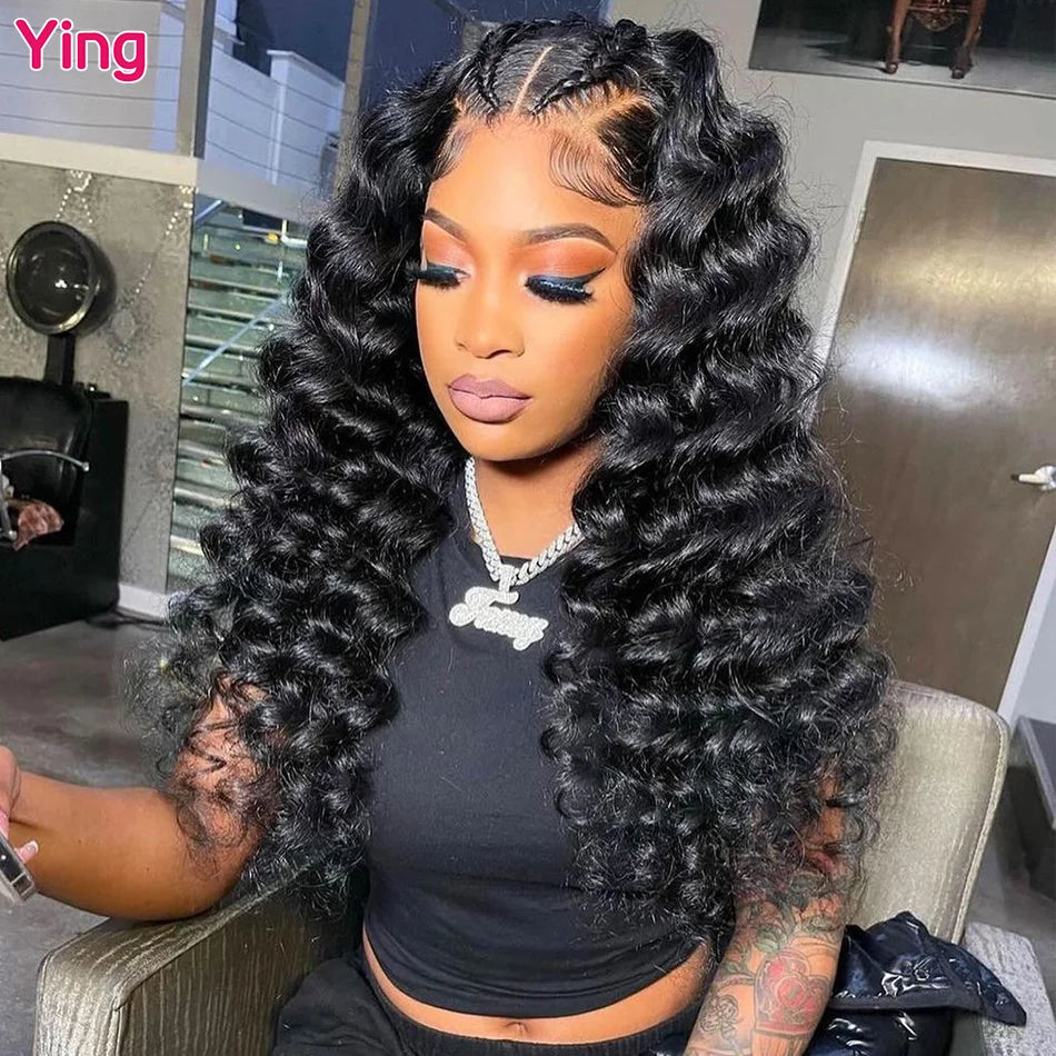 Ying Half Color Orange Red Curly 5x5 Transparent Lace Wig 13x4 Lace Front Wig Remy Human Hair 13x6 Lace Front Wig PrePlucked